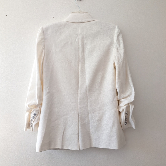NWOT NEW Veronica Beard Size 6 Beacon White Linen Dickey Jacket Blazer Ruched - Picture 5 of 12